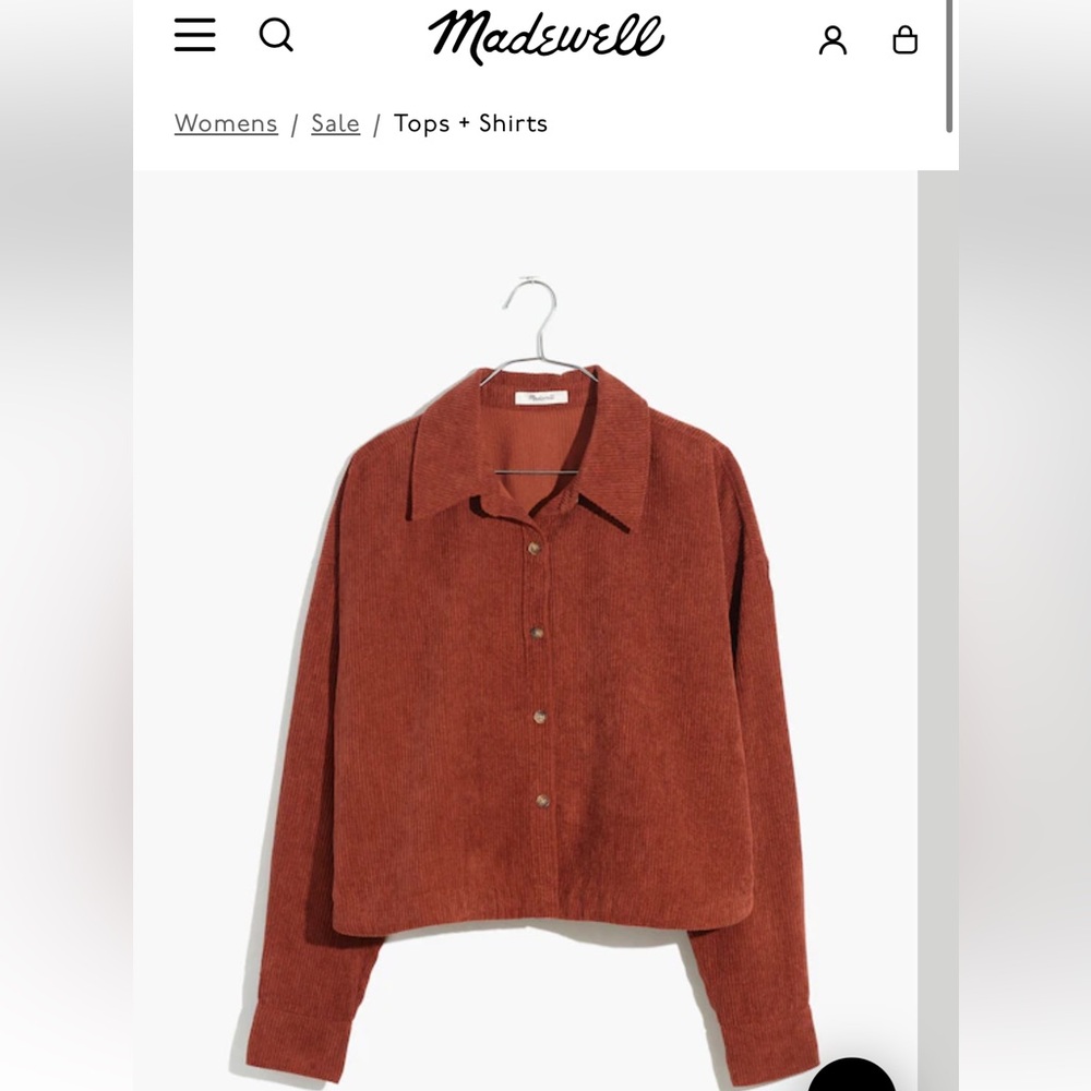 NWT Madewell Corduroy Shirt